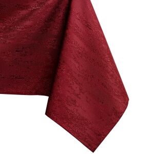 Close-up of AmeliaHome Vesta burgundy embossed oval tablecloth. - Interior design