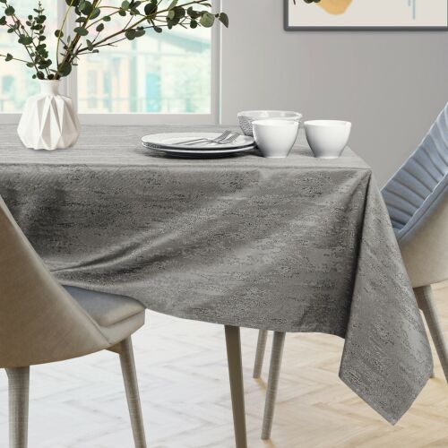 AmeliaHome Vesta brown embossed table runner on dining table
