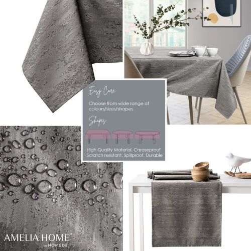 AmeliaHome Vesta brown embossed oval tablecloth collage with water repellent feature