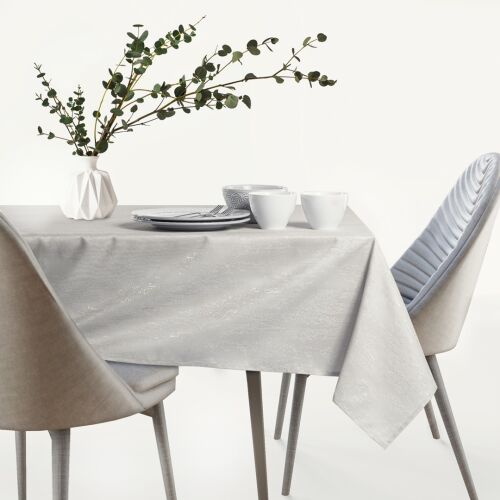 AmeliaHome Vesta cream embossed tablecloth on dining table