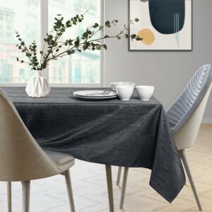 AmeliaHome Vesta graphite grey tablecloth on dining table setting - Interior design