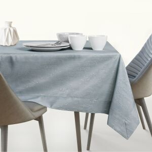 AmeliaHome Vesta grey embossed tablecloth on dining table - Tablecloth