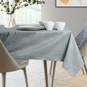 AmeliaHome Vesta grey embossed round tablecloth on dining table - AmeliaHome