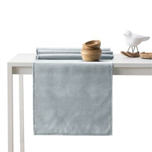 AmeliaHome Vesta grey embossed tablecloth and runner set on a table - Interior design
