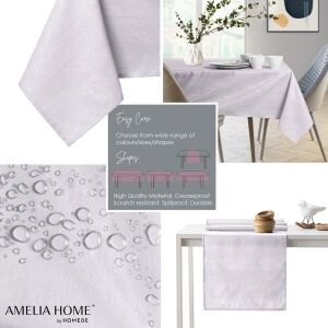 AmeliaHome Vesta light purple embossed tablecloth collage: waterproof, easy care - AmeliaHome
