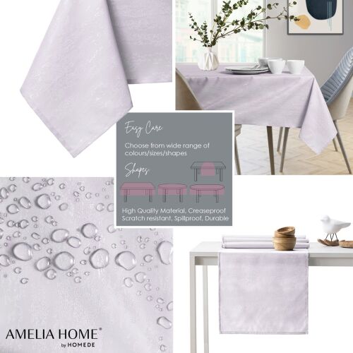 AmeliaHome Vesta light purple embossed tablecloth collage: waterproof, easy care