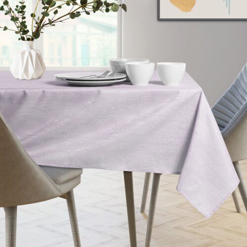 AmeliaHome Vesta light purple embossed tablecloth on dining table