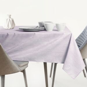 AmeliaHome Vesta light purple embossed tablecloth on dining table - AmeliaHome