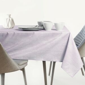 AmeliaHome Vesta light purple embossed tablecloth on dining table - AmeliaHome