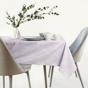 AmeliaHome Vesta helllila geprägte Tischdecke auf Esstisch - Innenarchitektur