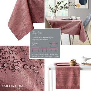 AmeliaHome Vesta rose embossed tablecloth collage: easy care, waterproof - Decoration