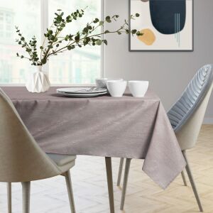 AmeliaHome Vesta powder pink embossed tablecloth on dining table - Interior design
