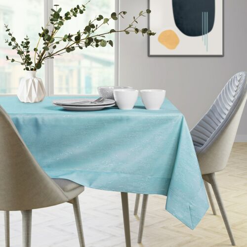 AmeliaHome Vesta blaue geprägte Tischdecke auf Esstisch