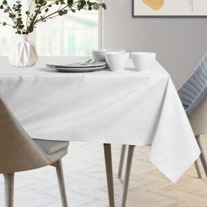 AmeliaHome Vesta white embossed tablecloth on dining table - AmeliaHome
