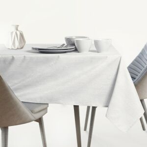 AmeliaHome Vesta white embossed tablecloth on dining table setting - Interior design