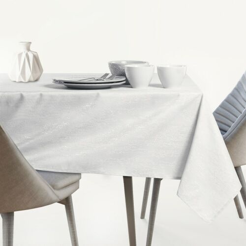 AmeliaHome Vesta white embossed table runner on dining table