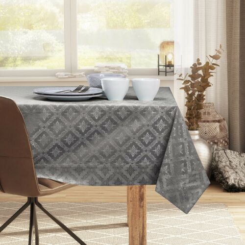 DecoKing Maya brown classic tablecloth on dining table