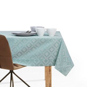 DecoKing Maya mint green tablecloth on a set table - Interior design