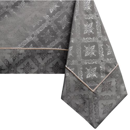 DecoKing Maya brown printed classic tablecloth corner detail