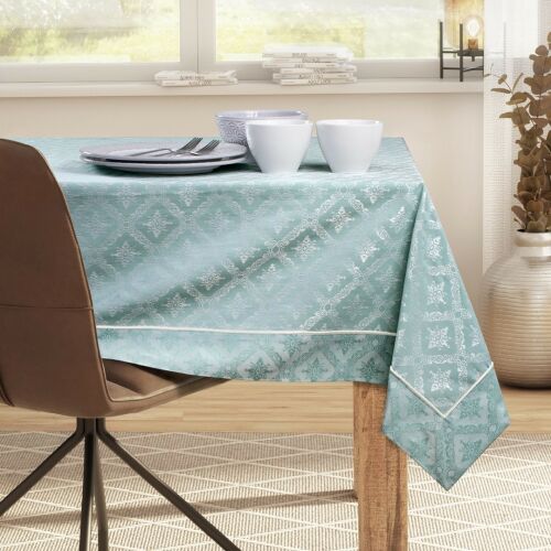 DecoKing Maya mint green tablecloth on dining table
