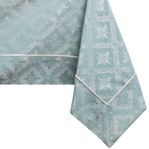 DecoKing Maya mint green classic patterned tablecloth corner detail