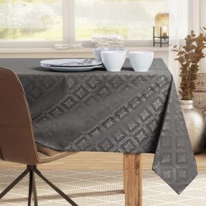 DecoKing Maya brown classic tablecloth on dining table setting - DecoKing