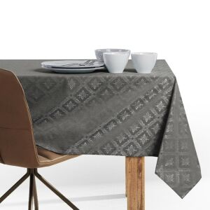 DecoKing Maya braune ovale Tischdecke auf gedecktem Tisch - DecoKing