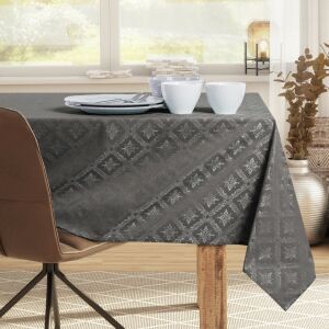 DecoKing Maya brown oval tablecloth on dining table - DecoKing