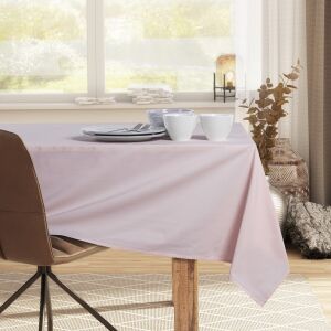 DecoKing Pure powder pink tablecloth on dining table - Interior design