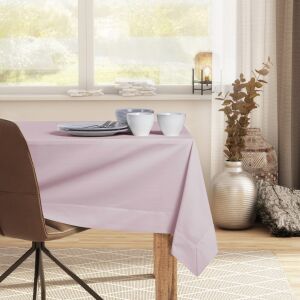 DecoKing Pure powder pink tablecloth on a dining table setting - DecoKing