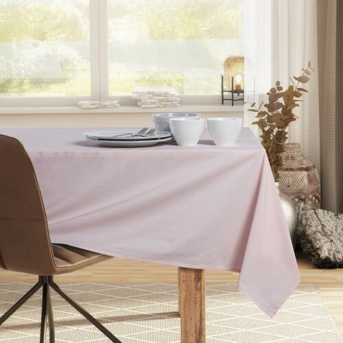DecoKing Pure powder pink tablecloth on a set table