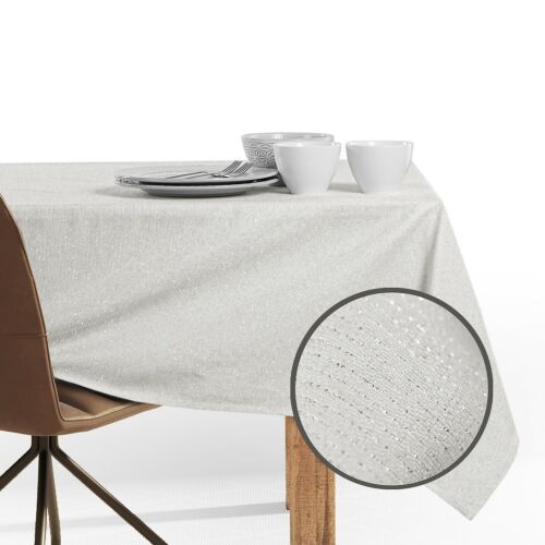 DecoKing Sparkle cream metallic tablecloth 140x450 cm, modern table setting