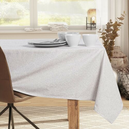 Tablecloth Sparkle cream metallic shiny modern 160x220 owal DecoKing