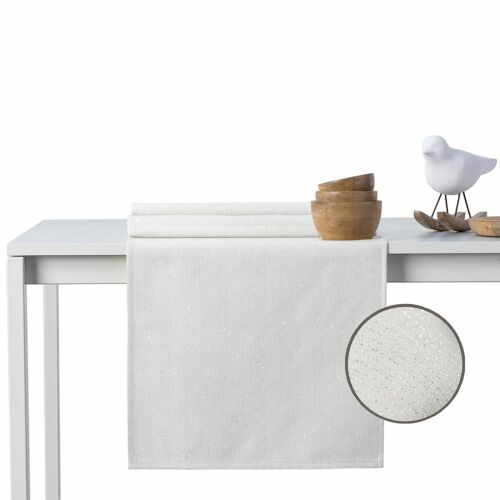 DecoKing Sparkle cream metallic table runner on white table