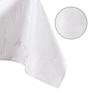 AmeliaHome Christmas Eve white tablecloth with silver print detail - Home Textile