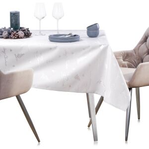 AmeliaHome Christmas Eve white tablecloth on a set table - Interior design