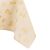 Close-up of AmeliaHome Christmas Story yellow tablecloth with gold festive print