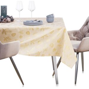 AmeliaHome yellow festive printed tablecloth on dining table - Interior design