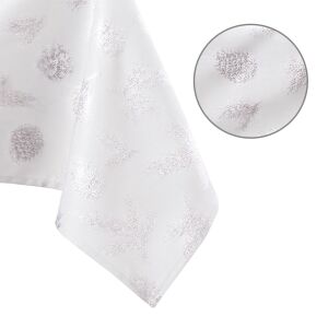 AmeliaHome white festive tablecloth with silver print detail - Decoration