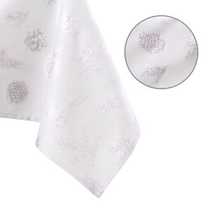 AmeliaHome white festive tablecloth with silver print detail - Interior design