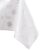Close-up of AmeliaHome white festive tablecloth with silver pattern