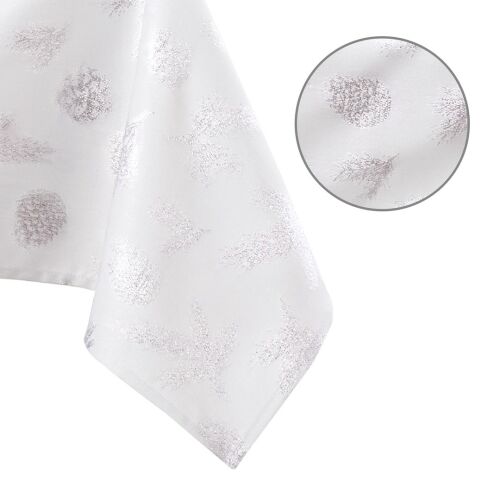 AmeliaHome weiße festliche Tischdecke mit silbernem Druckdetail