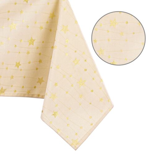 AmeliaHome Stardust yellow festive tablecloth detail with gold star pattern
