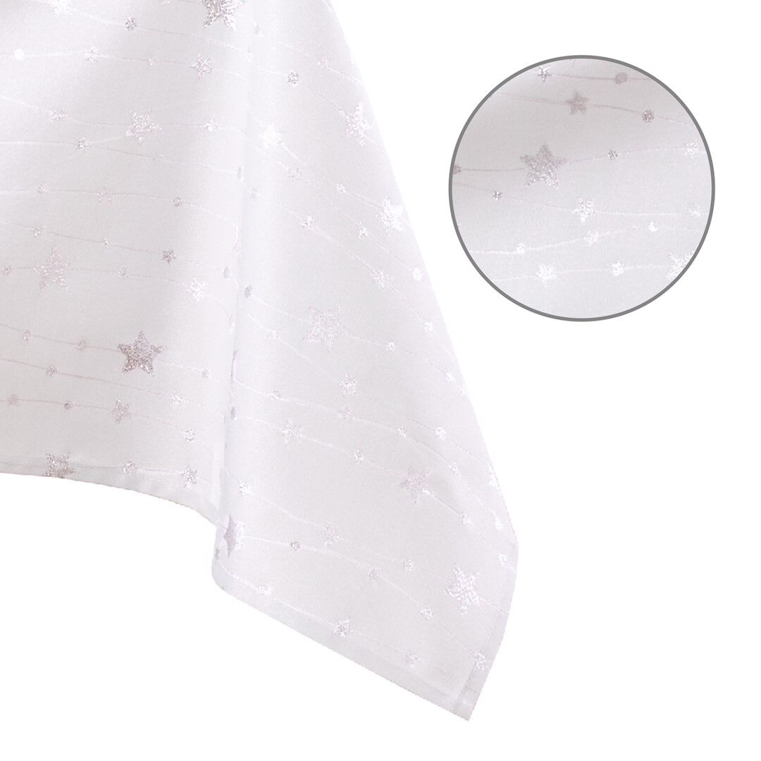 Asztalterítő Stardust fehér nyomott ünnepi 130x180 AmeliaHome
