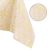 Close-up of AmeliaHome White Christmas yellow tablecloth with gold snowflake pattern.