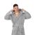 Man wearing a grey ROBBY hooded bathrobe by Decoking
