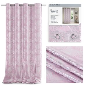 AmeliaHome Silverleaves powder pink velvet blackout curtain, 140x245 cm - Decoration