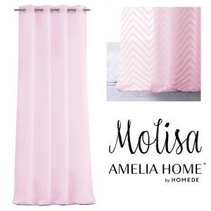 AmeliaHome Molisa rosa bestickter Vorhang, Boho-Stil, silberne Ösen, 140x270 cm - Vorhänge