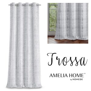Curtain TROSSA colour grey eyelet plaited 140x270 ameliahome 111447043 - Interior design