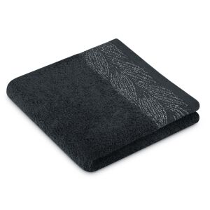 Folded AmeliaHome ALLIUM black towel with silver lurex detail - Towel